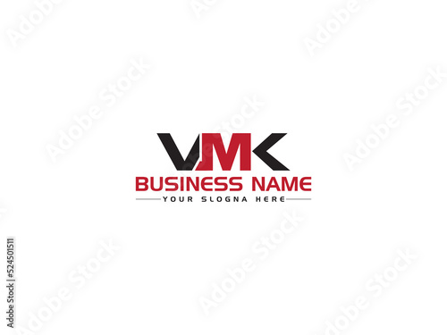 Colorful VMK logo Icon, Monogram vmk Letter Logo Concept With Black and Red Color Icon Design photo