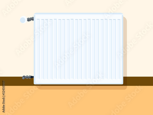 Illustration of the image of the radiator standing on the wall.