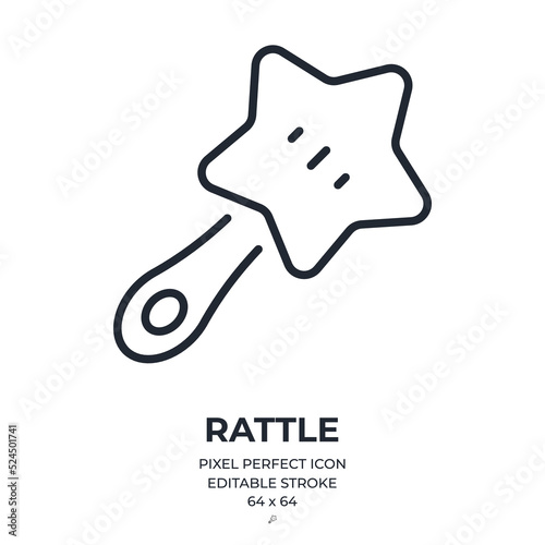 Rattle icon editable stroke outline icon isolated on white background flat vector illustration. Pixel perfect. 64 x 64.