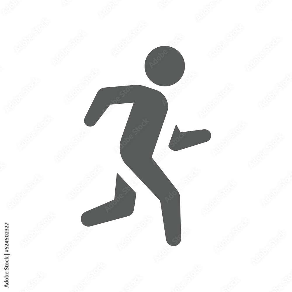 Running man black vector icon. Simple person filled symbol.