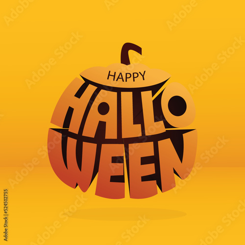 Happy Halloween vector illustration for greeting Holiday on 31 October. Happy Halloween 3d lettering, banner, poster, greeting card, party invitation. 