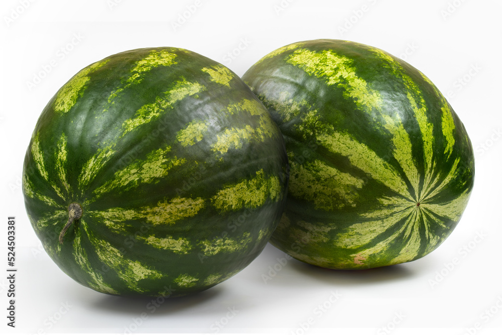 two watermelons isolated on white background two watermelons isolated on white background