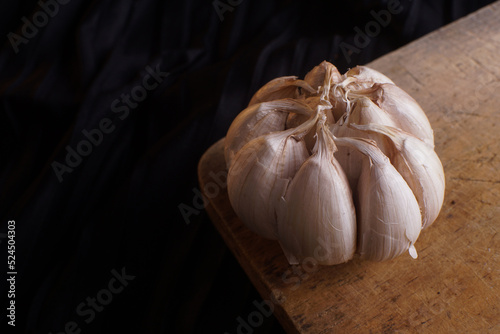 garlic on a wooden background