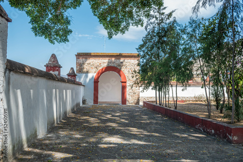 Exterior of Preciosa Sangre de Cristo church in a sunny day at Teotitlan del Valle, Oaxaca, Mexico photo