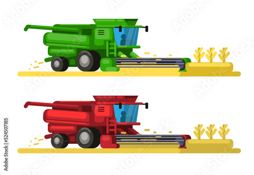 Harvest machine agriculture technology illustration vector