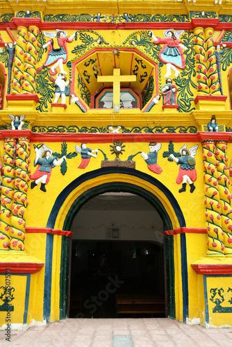 Entrada principal de la Iglesia Catolica en San Andres Xecul, Totonicapan departamento de Guatemala. photo