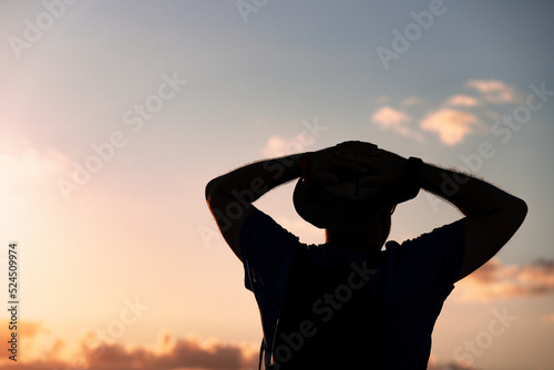 man with hands about the head