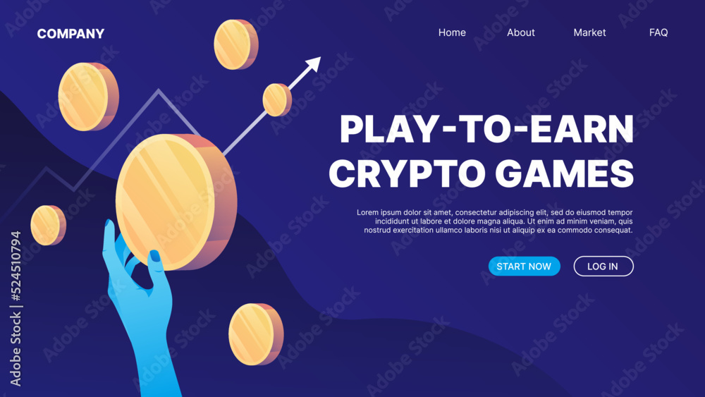 Premium Vector  Earn money with play to earn games landing web page  template