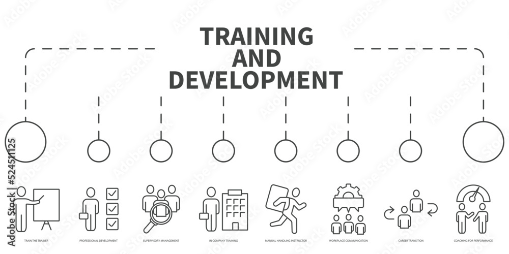 Training and development Vector Illustration concept. Banner with icons