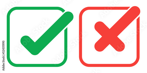 green tick and red cross square mark