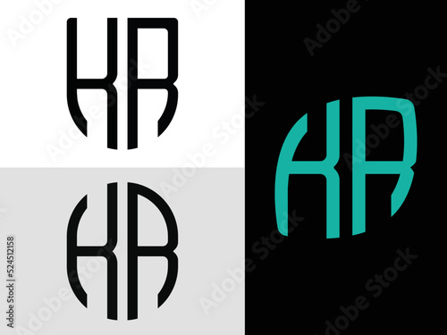 Creative Initial Letters KR Logo Designs Bundle.