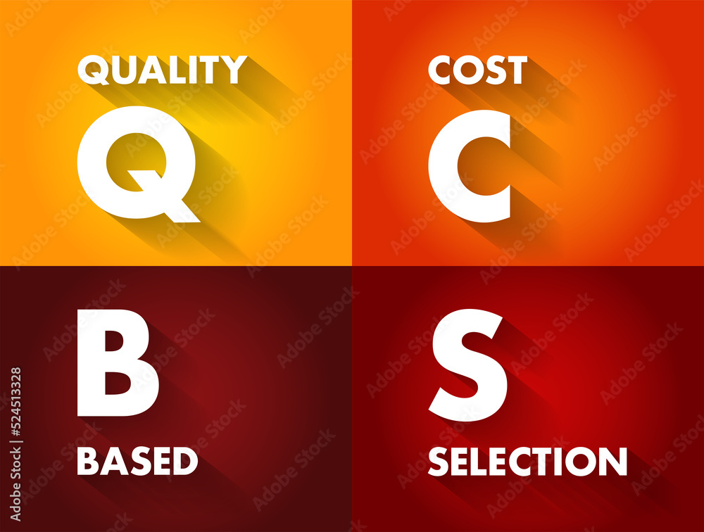 QCBS Quality and Cost Based Selection - most common method for selecting consultants, acronym text concept background QCBS Quality and Cost Based Selection - most common method for selecting consultants, acronym text concept background
