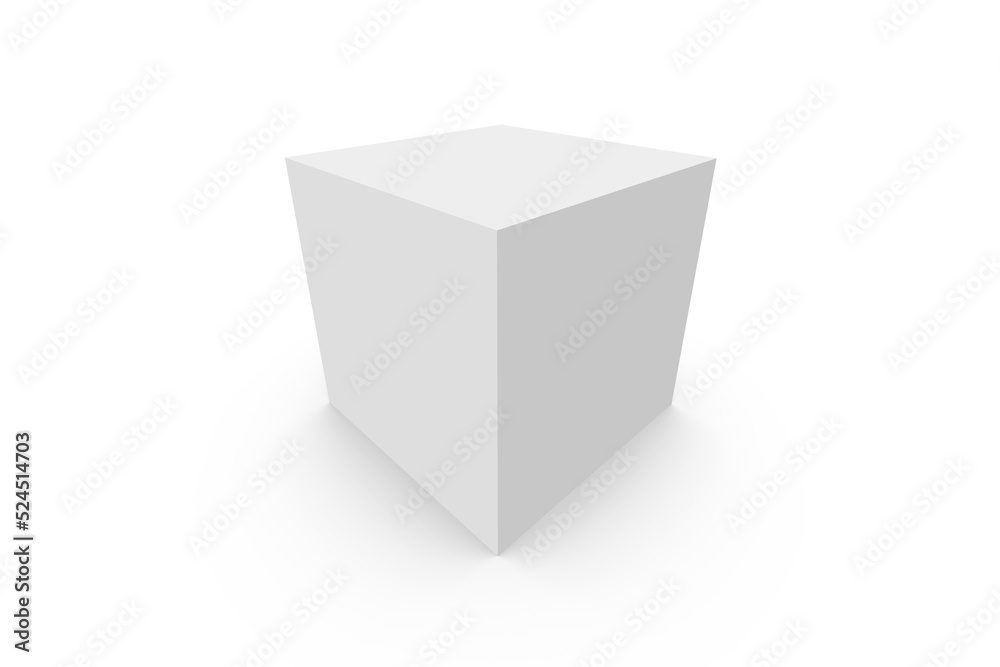 Simple 3D Cube Box Isolated in White Background