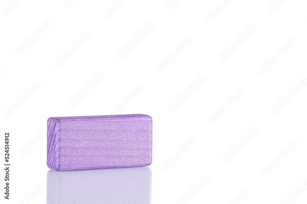 Fototapeta premium Wooden cube of purple color on a white background