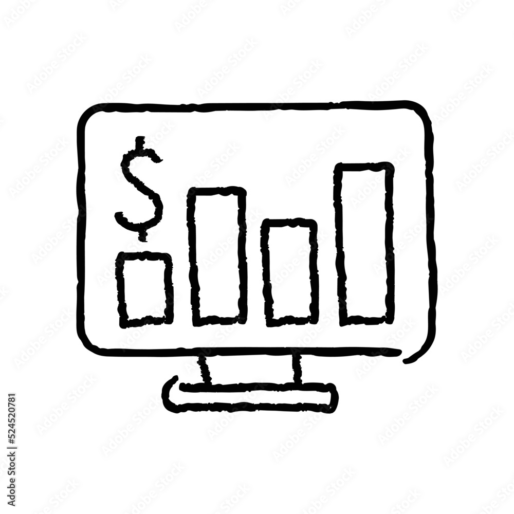 Business sales report hand-drawn icon vector graphic illustration Business sales report hand-drawn icon vector graphic illustration