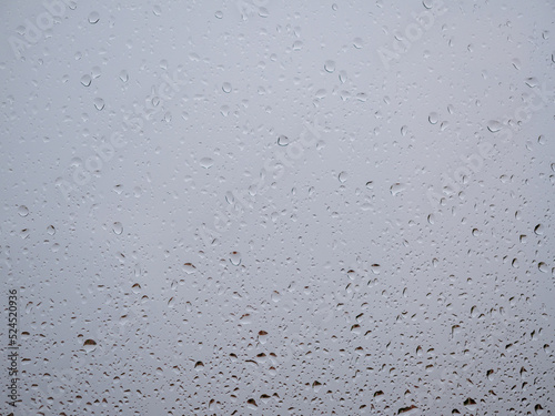 Raindrops on the window glass. Current raindrops.