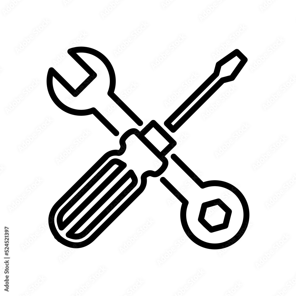 wrench and screwdriver icon vector illustration logo template for many purpose. Isolated on white background. wrench and screwdriver icon vector illustration logo template for many purpose. Isolated on white background.