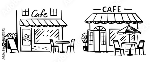 Street Cafe, Hand drawn drawing
