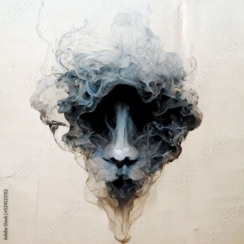 human face made of smoke photo