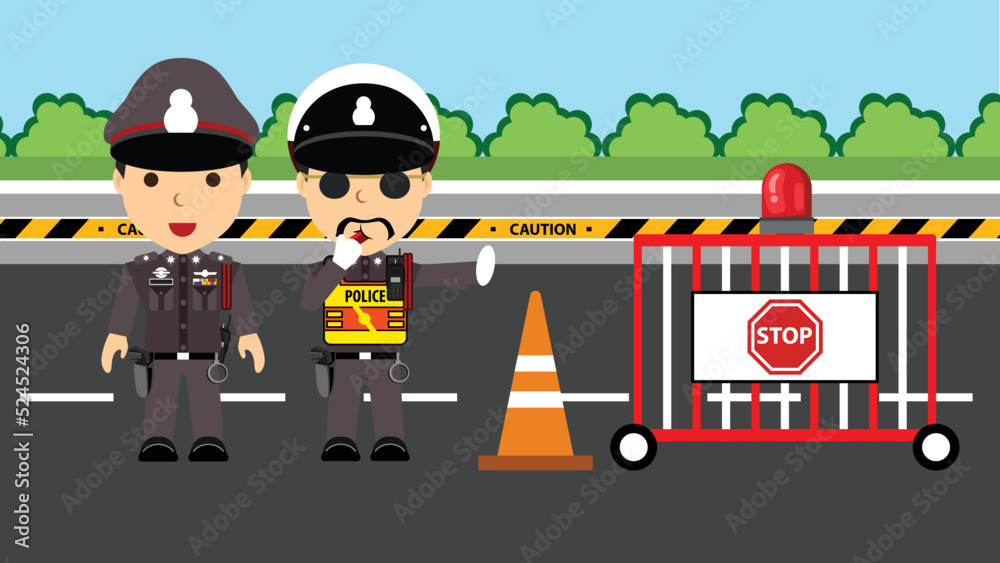 Thai police in uniform and Thai traffic police illustration cartoon character. Stock Vector | Adobe Stock Thai police in uniform and Thai traffic police illustration cartoon character. Stock Vector | Adobe Stock