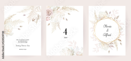 Flower geometric line art vector design frames. Wedding watercolor flowers