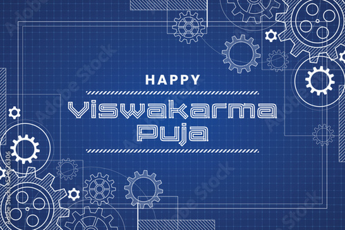 Fotobehang illustration of Vishwakarma puja (Vishwakarma Jayanti) is a day of celebration f