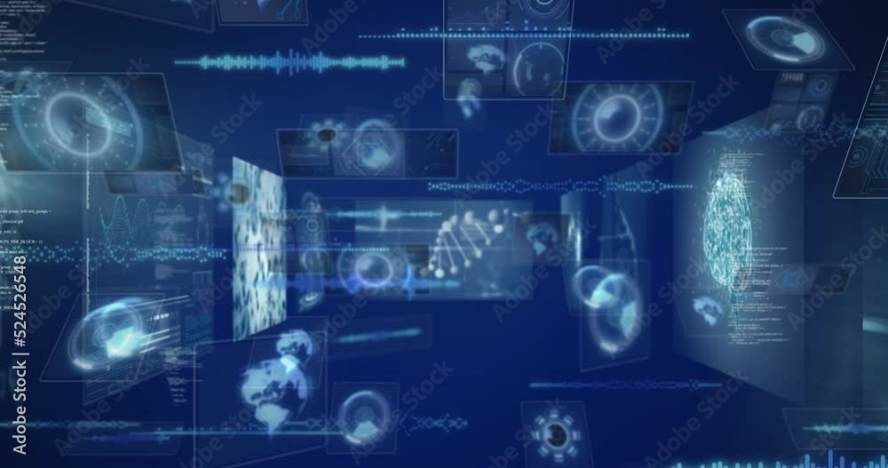Animation of data processing over digital screens Animation of data processing over digital screens