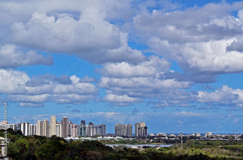 Panoramic view with clouded sky in Barra da Tijuca, Rio