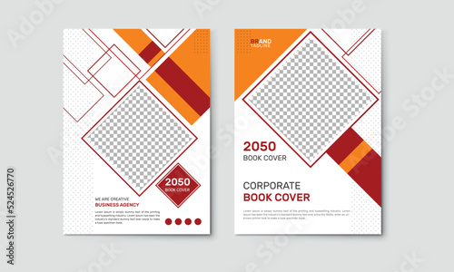 Corporate book front and back cover design template in A4