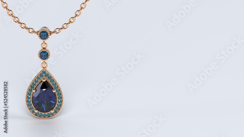 beautiful male or female pendent or locket love heart care color stones yellow or rose or white gold or platinum 3d render
