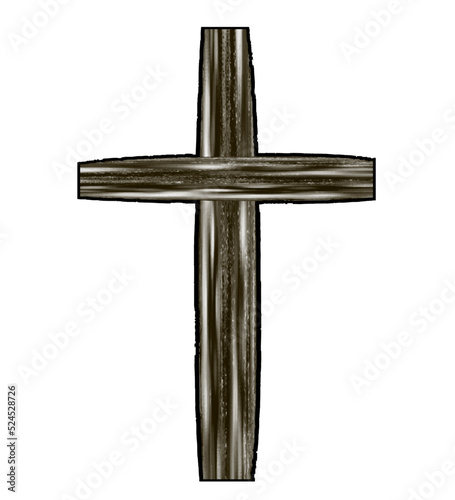 Black cross Grunge textured design element Cemetery headstone  Vector illustration Isolated on white background