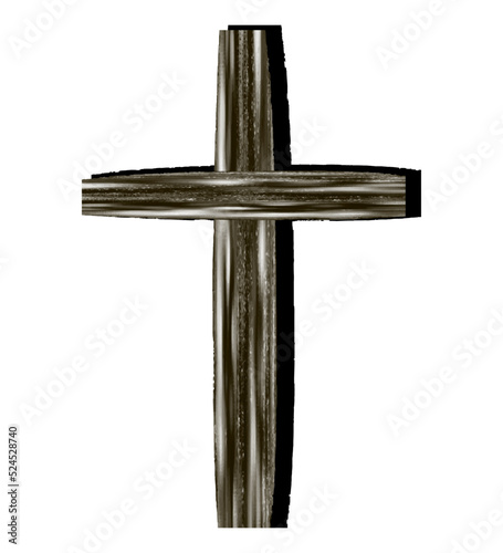 Black cross Grunge textured design element Cemetery headstone  Vector illustration Isolated on white background