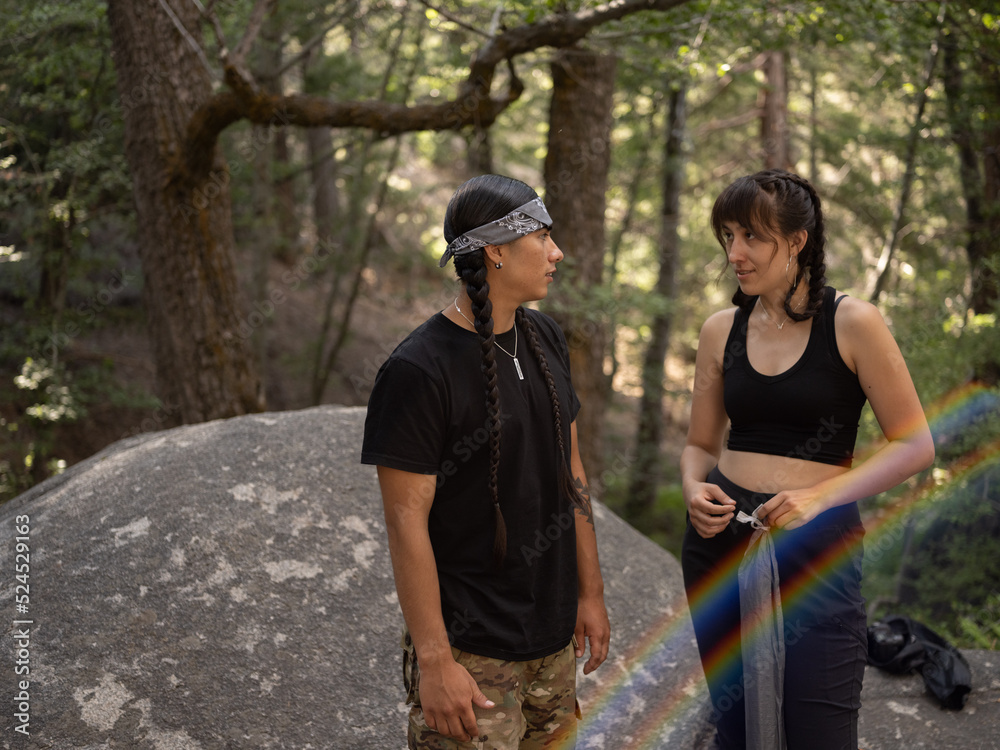 Indigenous man and woman in nature Stock Photo | Adobe Stock