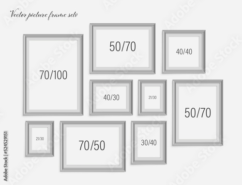 Vector picture frame idea, inspiration on transparent white background. Easy way to put pictures into the frame and easy proportions customization possibility - a high detailed vector with shadows