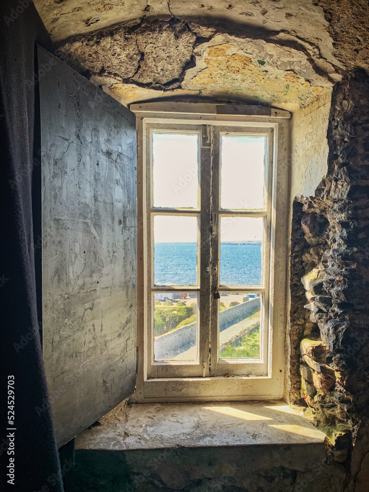 old window in the old building, Hook Head Lighthouse, Wexford, Ireland