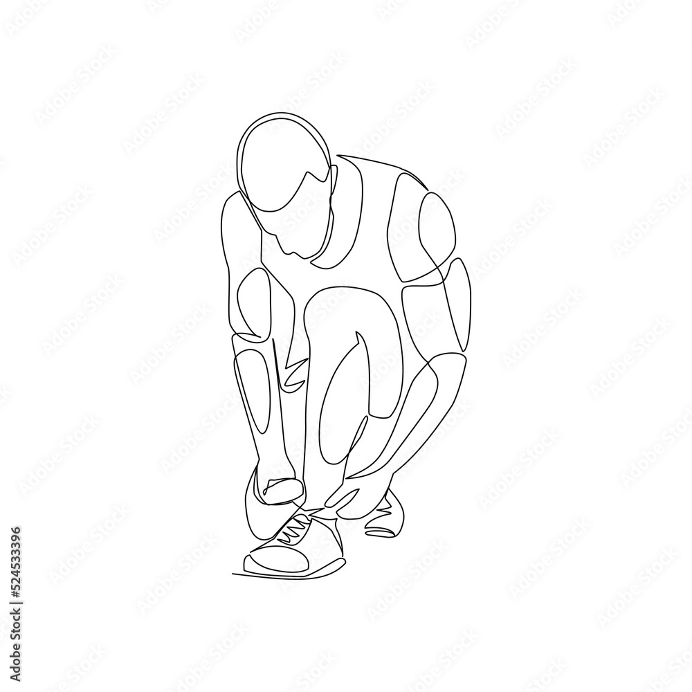 Sportsman vector illustration drawn in line art style