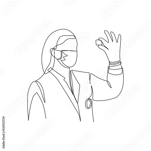 Vector illustration of a doctor drawn in line art style
