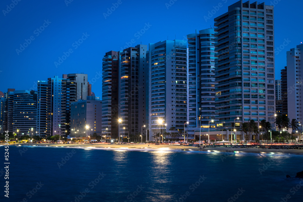 Night photo of the coast of Fortaleza - Ceará - Brazil. Iracema Beach.