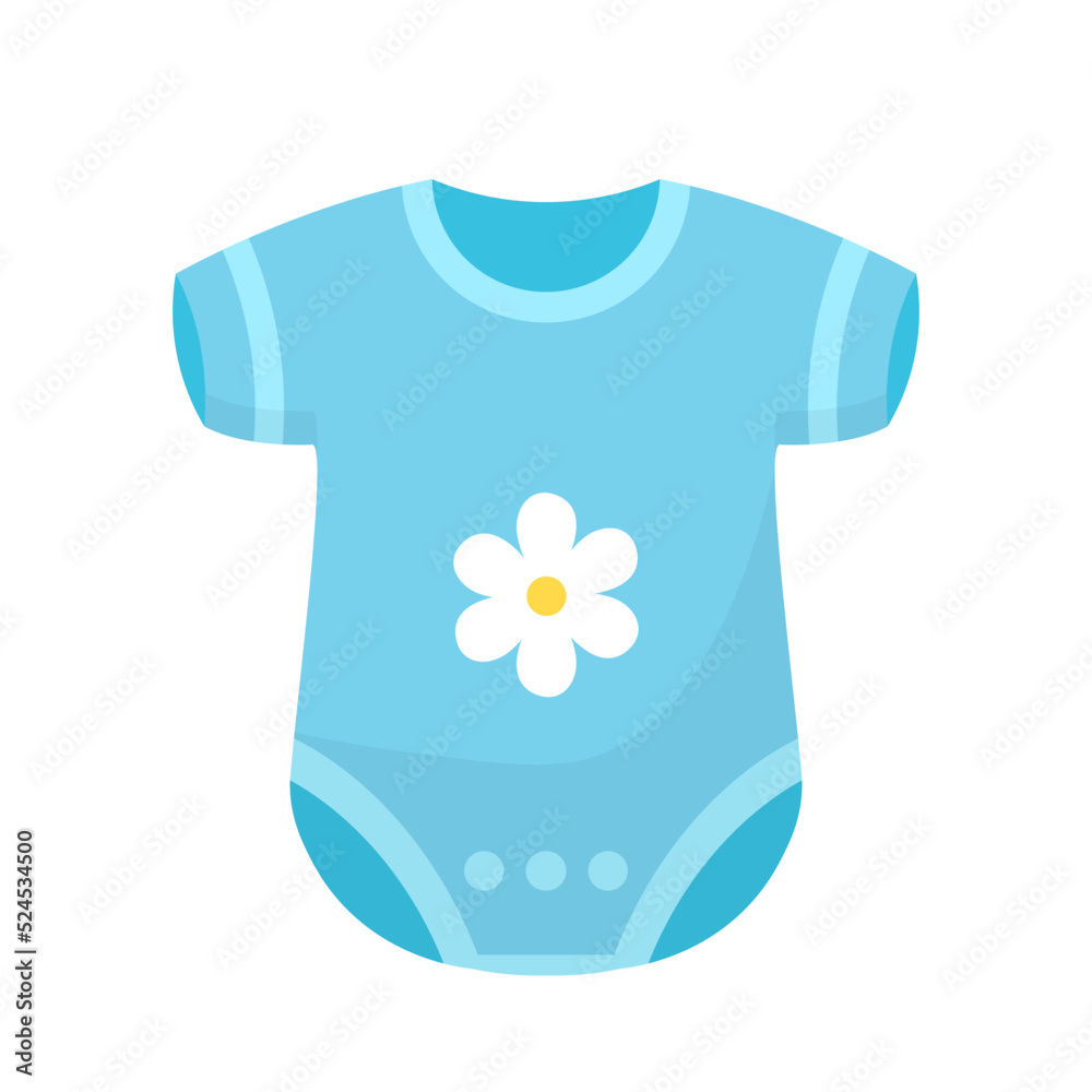 Romper for newborn baby vector illustration. Isolated blue jumpsuit, cute bodysuit and outfit for infant girl, knitwear or cotton kids fashion and toddlers clothing, onesie textile pajamas Romper for newborn baby vector illustration. Isolated blue jumpsuit, cute bodysuit and outfit for infant girl, knitwear or cotton kids fashion and toddlers clothing, onesie textile pajamas