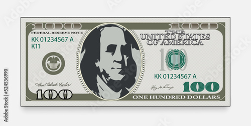 U.S. 100 dollar. Vector. Eps-10