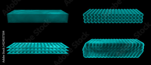 3D nanolayers illustration, structural color, electron microscope 