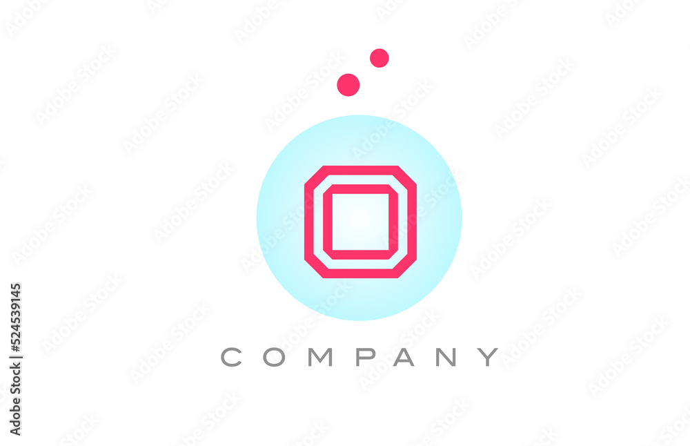 blue pink O alphabet letter logo icon design with dots. Creative template for business and company