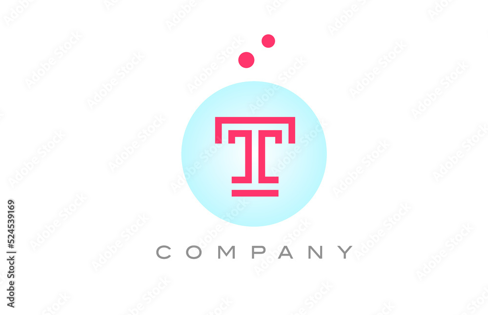 blue pink T alphabet letter logo icon design with dots. Creative template for business and company blue pink T alphabet letter logo icon design with dots. Creative template for business and company