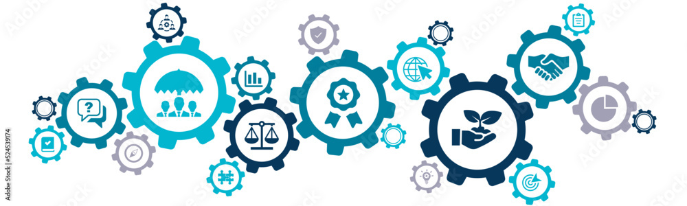 csr vector illustration concept with connected icons related to ...