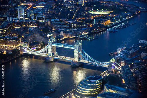 Tower bridge. City of London view at night. UK