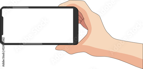  Hand Hold Smartphone Horizontal Vector