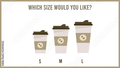 Coffee cup size (S, M,L) VECTOR ILLUSTRATION
