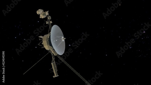 Voyager probe going away from the solar system in the milky way. Nasa's Voyager 1 goes into deep space sending signals to Earth.