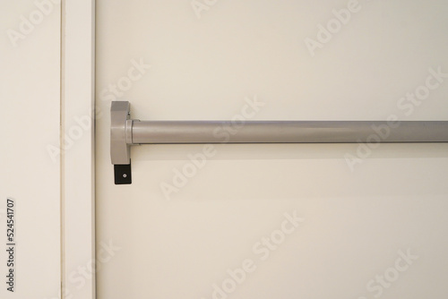 Metal handle fire escape door. Fire escape door