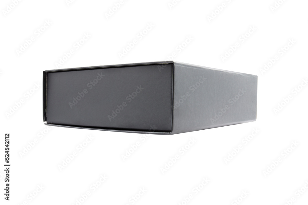 Black blank hard cardboard box isolated on white background Black blank hard cardboard box isolated on white background